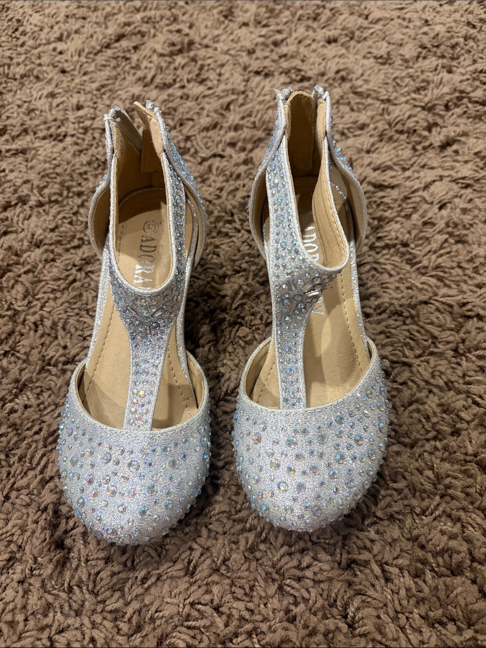 Girls Cream Glitter-Back Chelsea Boots